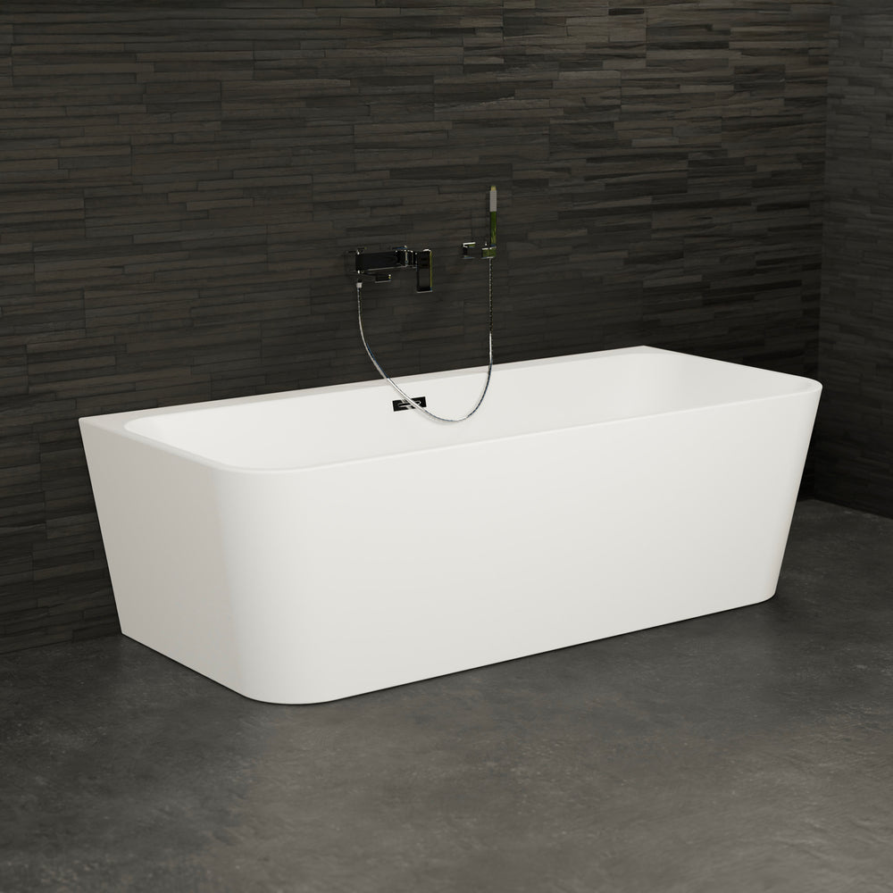 Baignoire semi-îlot murale blanche 160 cm Mint / Back to wall half-freestanding bathtub white 160 cm Mint / Bañera semi-exenta mural blanco 160 cm Mint / Vasca freestanding a parete bianco 160 cm / Half vrijstaand bad wit 160 cm Mint