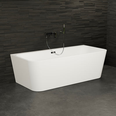 Baignoire semi-îlot murale blanche 160 cm Mint / Back to wall half-freestanding bathtub white 160 cm Mint / Bañera semi-exenta mural blanco 160 cm Mint / Vasca freestanding a parete bianco 160 cm / Half vrijstaand bad wit 160 cm Mint