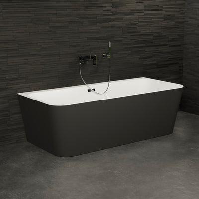 Baignoire semi-îlot murale noire 160 cm Mint / Back to wall half-freestanding bathtub black 160 cm Mint / Bañera semi-exenta mural negro 160 cm Mint / Vasca freestanding a parete nera 160 cm / Half vrijstaand bad zwart 160 cm Mint
