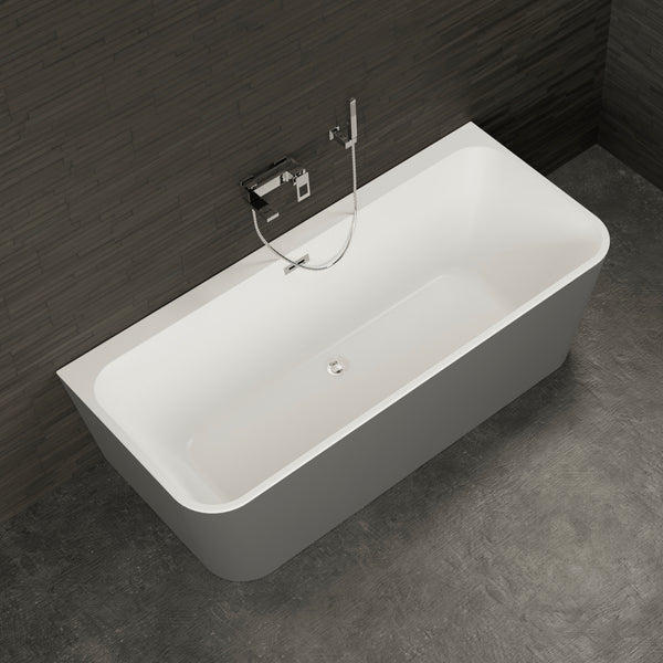 Baignoire semi-îlot murale grise 180 cm Mint / Back to wall half-freestanding bathtub grey 180 cm Mint / Bañera semi-exenta mural grise 180 cm Mint / Vasca freestanding a parete grigia 180 cm / Half vrijstaand bad grijs 180 cm Mint