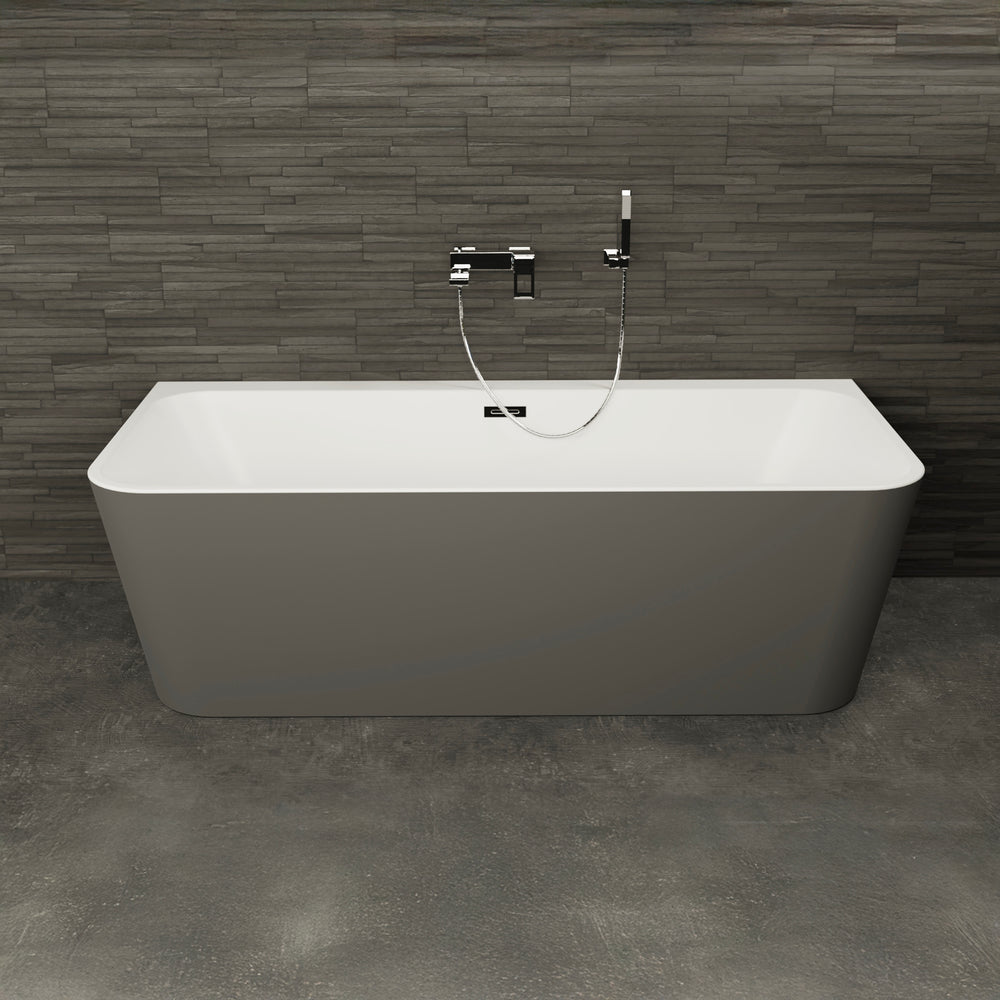 Baignoire semi-îlot murale grise 180 cm Mint / Back to wall half-freestanding bathtub grey 180 cm Mint / Bañera semi-exenta mural grise 180 cm Mint / Vasca freestanding a parete grigia 180 cm / Half vrijstaand bad grijs 180 cm Mint