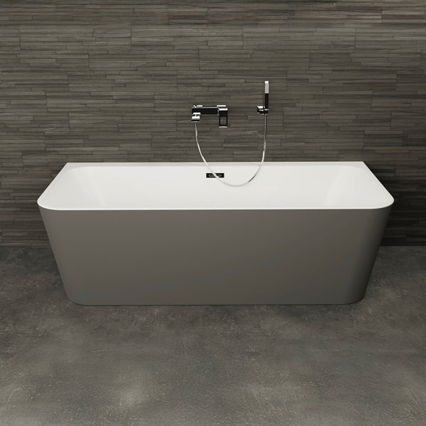 Baignoire semi-îlot murale grise 180 cm Mint / Back to wall half-freestanding bathtub grey 180 cm Mint / Bañera semi-exenta mural grise 180 cm Mint / Vasca freestanding a parete grigia 180 cm / Half vrijstaand bad grijs 180 cm Mint