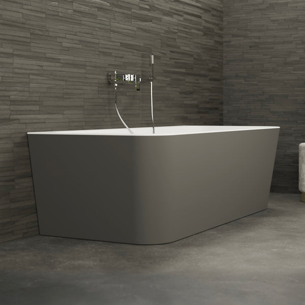 Baignoire semi-îlot murale grise 180 cm Mint / Back to wall half-freestanding bathtub grey 180 cm Mint / Bañera semi-exenta mural grise 180 cm Mint / Vasca freestanding a parete grigia 180 cm / Half vrijstaand bad grijs 180 cm Mint