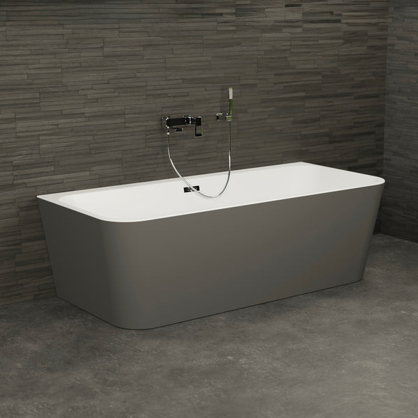 Baignoire semi-îlot murale grise 180 cm Mint / Back to wall half-freestanding bathtub grey 180 cm Mint / Bañera semi-exenta mural grise 180 cm Mint / Vasca freestanding a parete grigia 180 cm / Half vrijstaand bad grijs 180 cm Mint