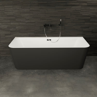 Baignoire semi-îlot murale noire 180 cm Mint / Back to wall half-freestanding bathtub black 180 cm Mint / Bañera semi-exenta mural negro 180 cm Mint / Vasca freestanding a parete nera 180 cm / Half vrijstaand bad zwart 180 cm Mint