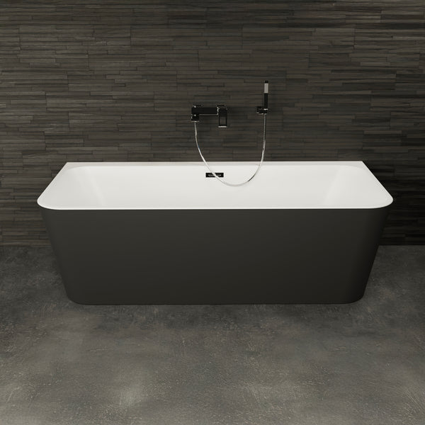 Baignoire semi-îlot murale noire 180 cm Mint / Back to wall half-freestanding bathtub black 180 cm Mint / Bañera semi-exenta mural negro 180 cm Mint / Vasca freestanding a parete nera 180 cm / Half vrijstaand bad zwart 180 cm Mint