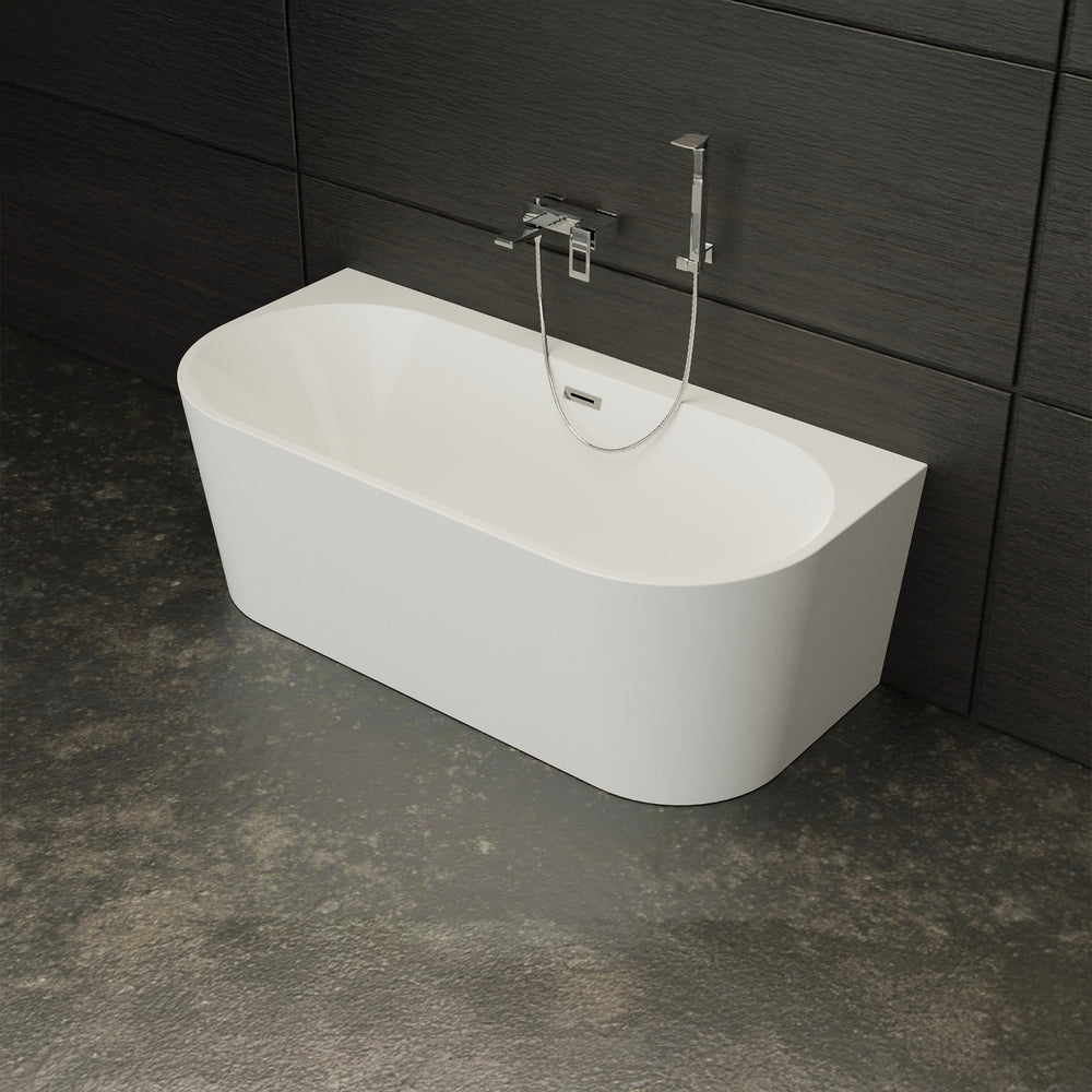 Baignoire semi-îlot murale blanche 170 cm Naos / Back to wall half-freestanding bathtub white 170 cm Naos / Bañera semi-exenta mural blanco 170 cm Naos / Vasca freestanding a parete Naos bianco 170 cm / Naos / Half vrijstaand bad wit 170 cm Naos