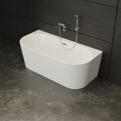Baignoire semi-îlot murale blanche 170 cm Naos / Back to wall half-freestanding bathtub white 170 cm Naos / Bañera semi-exenta mural blanco 170 cm Naos / Vasca freestanding a parete Naos bianco 170 cm / Naos / Half vrijstaand bad wit 170 cm Naos