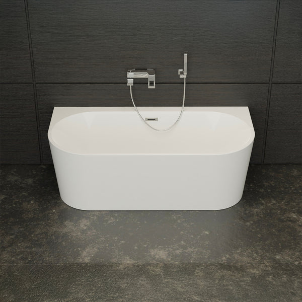 Baignoire semi-îlot murale blanche 170 cm Naos / Back to wall half-freestanding bathtub white 170 cm Naos / Bañera semi-exenta mural blanco 170 cm Naos / Vasca freestanding a parete Naos bianco 170 cm / Naos / Half vrijstaand bad wit 170 cm Naos