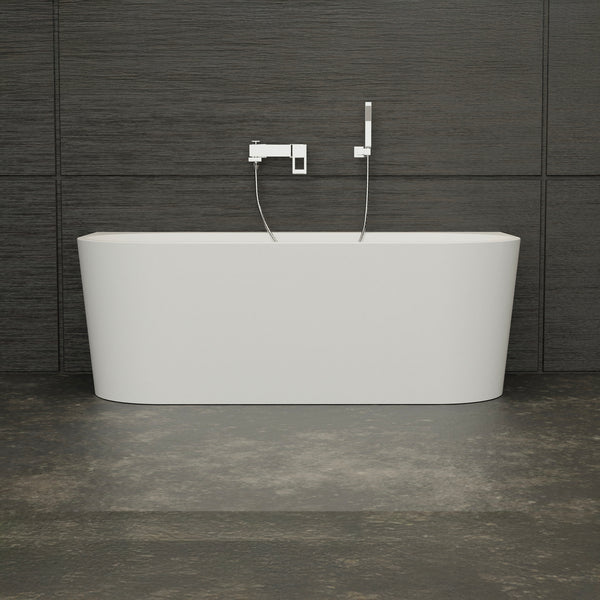Baignoire semi-îlot murale blanche 170 cm Naos / Back to wall half-freestanding bathtub white 170 cm Naos / Bañera semi-exenta mural blanco 170 cm Naos / Vasca freestanding a parete Naos bianco 170 cm / Naos / Half vrijstaand bad wit 170 cm Naos