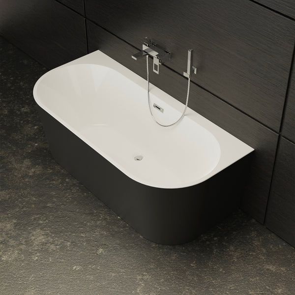 Baignoire semi-îlot murale noire 170 cm Naos / Back to wall half-freestanding bathtub black 170 cm Naos / Bañera semi-exenta mural negro 170 cm Naos / Vasca freestanding a parete Naos nero 170 cm / Naos / Half vrijstaand bad zwart 170 cm Naos