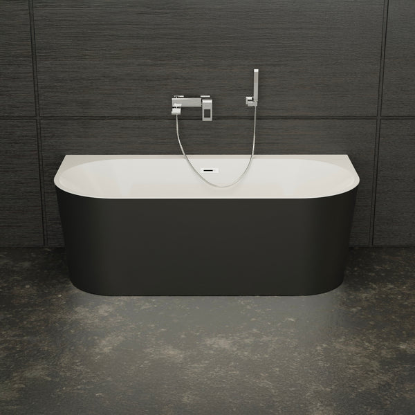 Baignoire semi-îlot murale noire 170 cm Naos / Back to wall half-freestanding bathtub black 170 cm Naos / Bañera semi-exenta mural negro 170 cm Naos / Vasca freestanding a parete Naos nero 170 cm / Naos / Half vrijstaand bad zwart 170 cm Naos