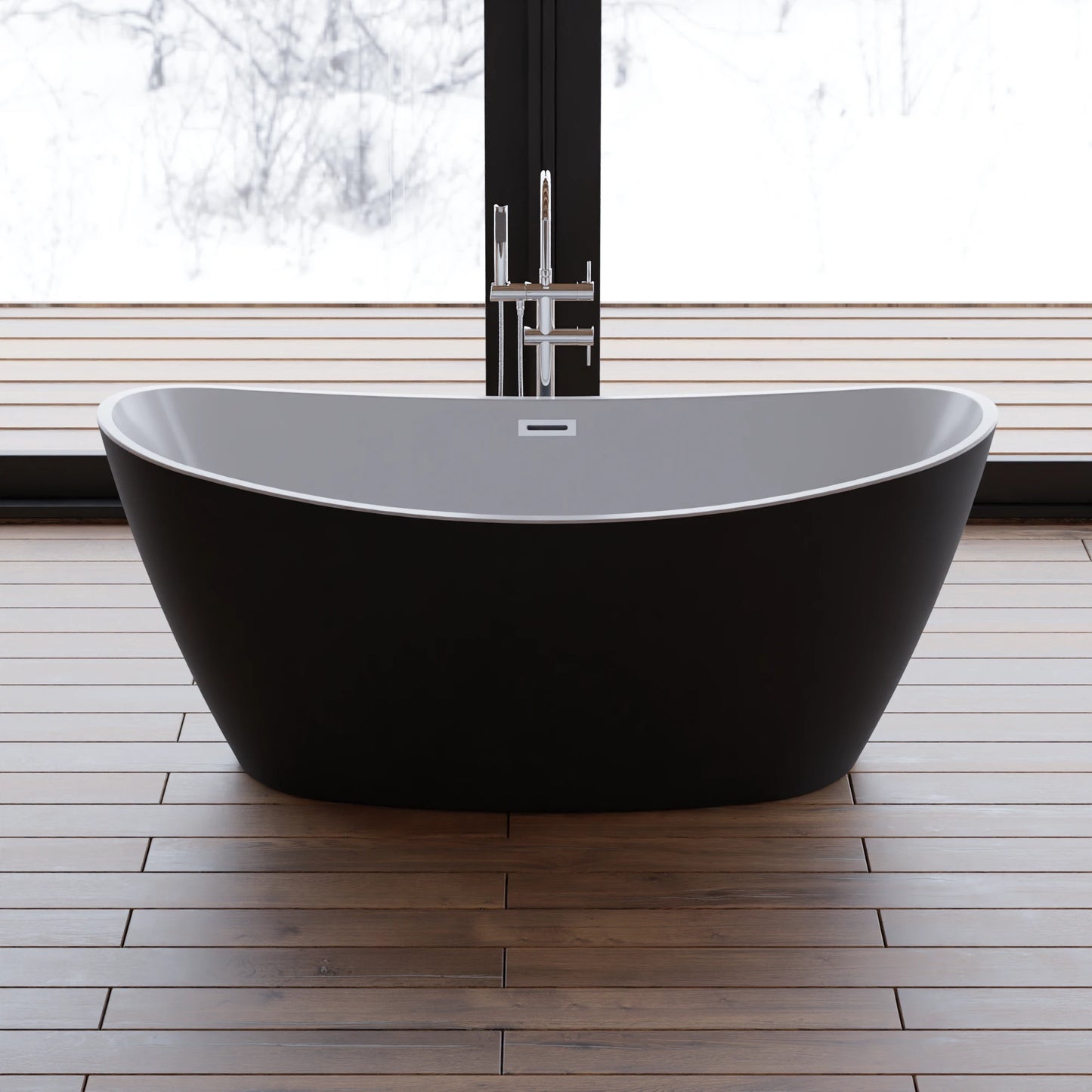 Baignoire îlot ovale Neroon 160 cm noire Spalina – vue produit