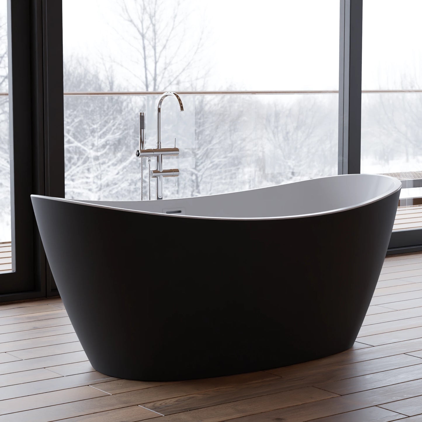 Baignoire îlot ovale Neroon 160 cm noire Spalina – vue produit