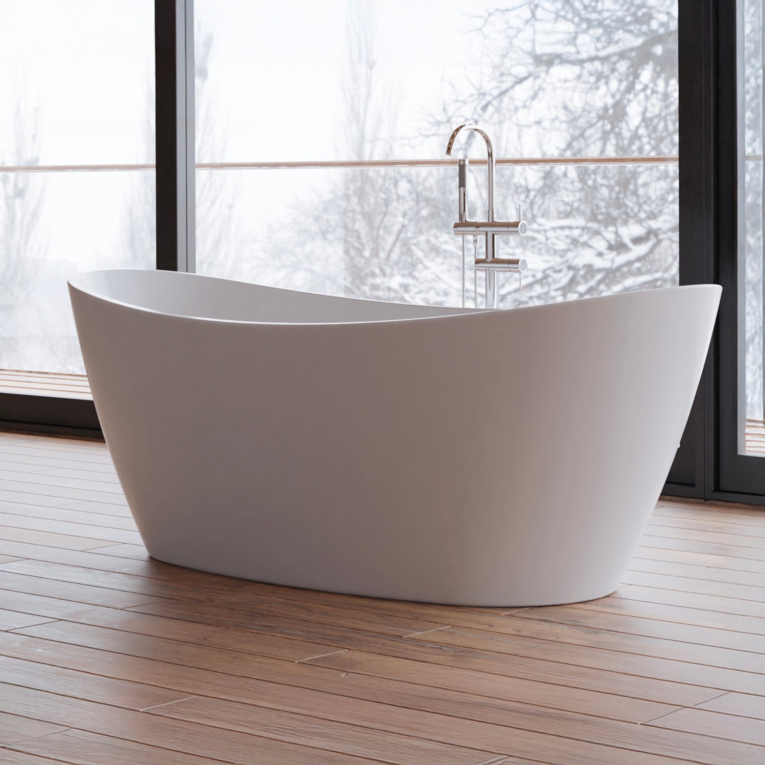 Vue principale de la baignoire îlot ovale Neroon 2.0 170 blanche
