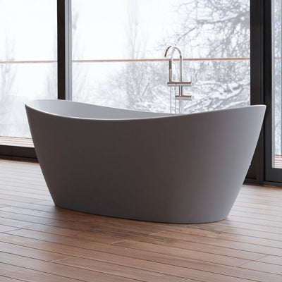 Baignoire îlot ovale grise 170 cm Neroon 2.0 / Oval freestanding bathtub matt grey 170 cm Neroon 2.0 / Bañera exenta oval grise mate 170 cm Neroon 2.0 / Vasca freestanding ovale grigia opaca 170 cm Neroon 2.0 / Vrijstaand ovaal bad mat grijs 170 cm Neroon 2.0