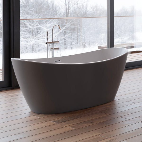 Baignoire îlot ovale grise 170 cm Neroon 2.0 / Oval freestanding bathtub matt grey 170 cm Neroon 2.0 / Bañera exenta oval grise mate 170 cm Neroon 2.0 / Vasca freestanding ovale grigia opaca 170 cm Neroon 2.0 / Vrijstaand ovaal bad mat grijs 170 cm Neroon 2.0