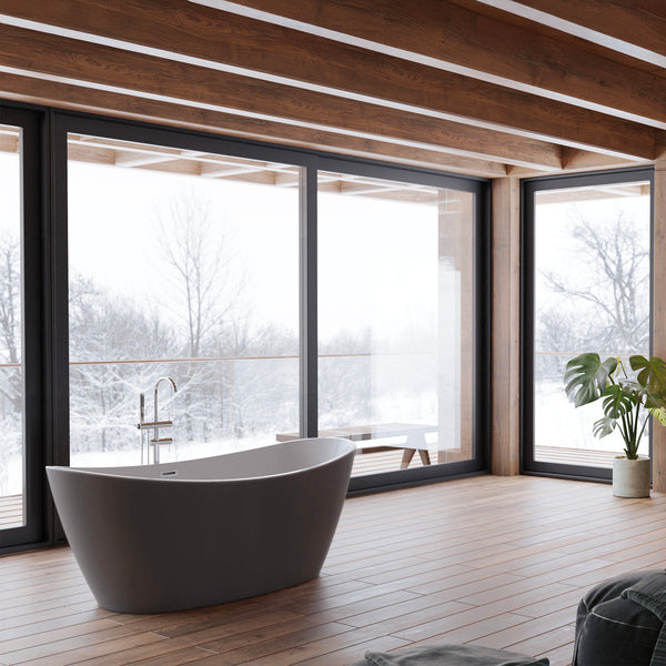 Baignoire îlot ovale grise 170 cm Neroon 2.0 / Oval freestanding bathtub matt grey 170 cm Neroon 2.0 / Bañera exenta oval grise mate 170 cm Neroon 2.0 / Vasca freestanding ovale grigia opaca 170 cm Neroon 2.0 / Vrijstaand ovaal bad mat grijs 170 cm Neroon 2.0