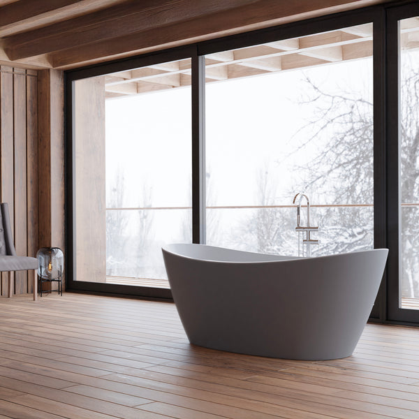 Baignoire îlot ovale grise 170 cm Neroon 2.0 / Oval freestanding bathtub matt grey 170 cm Neroon 2.0 / Bañera exenta oval grise mate 170 cm Neroon 2.0 / Vasca freestanding ovale grigia opaca 170 cm Neroon 2.0 / Vrijstaand ovaal bad mat grijs 170 cm Neroon 2.0
