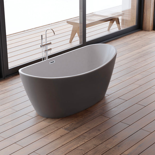 Baignoire îlot ovale grise 170 cm Neroon 2.0 / Oval freestanding bathtub matt grey 170 cm Neroon 2.0 / Bañera exenta oval grise mate 170 cm Neroon 2.0 / Vasca freestanding ovale grigia opaca 170 cm Neroon 2.0 / Vrijstaand ovaal bad mat grijs 170 cm Neroon 2.0