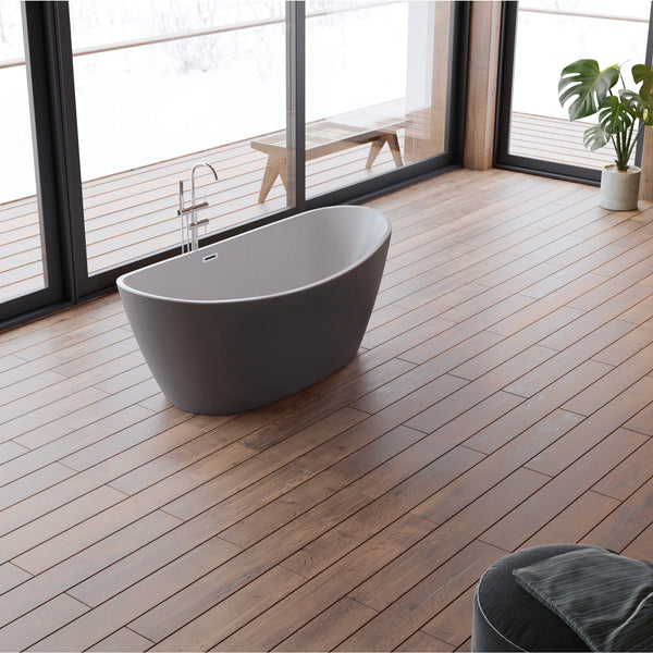 Baignoire îlot ovale grise 170 cm Neroon 2.0 / Oval freestanding bathtub matt grey 170 cm Neroon 2.0 / Bañera exenta oval grise mate 170 cm Neroon 2.0 / Vasca freestanding ovale grigia opaca 170 cm Neroon 2.0 / Vrijstaand ovaal bad mat grijs 170 cm Neroon 2.0