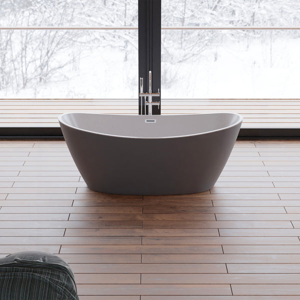 Baignoire îlot ovale grise 170 cm Neroon 2.0 / Oval freestanding bathtub matt grey 170 cm Neroon 2.0 / Bañera exenta oval grise mate 170 cm Neroon 2.0 / Vasca freestanding ovale grigia opaca 170 cm Neroon 2.0 / Vrijstaand ovaal bad mat grijs 170 cm Neroon 2.0