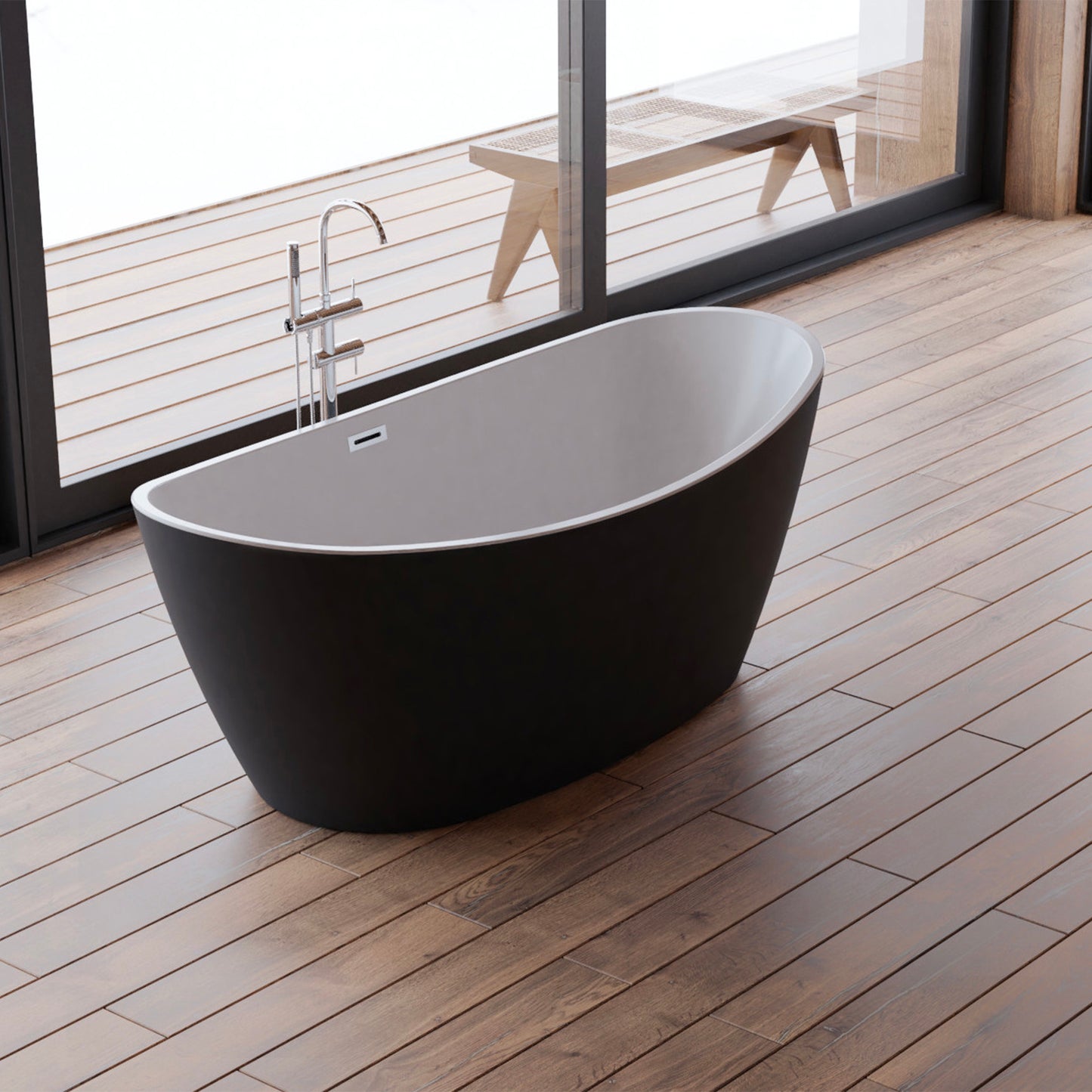 Baignoire îlot ovale noire 170 cm Neroon 2.0 / Oval freestanding bathtub matt black 170 cm Neroon 2.0 / Bañera exenta oval negro mate 170 cm Neroon 2.0 / Vasca freestanding ovale nera opaca 170 cm Neroon 2.0 / Vrijstaand ovaal bad matzwart 170 cm Neroon 2.0