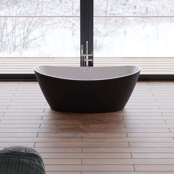 Baignoire îlot ovale noire 170 cm Neroon 2.0 / Oval freestanding bathtub matt black 170 cm Neroon 2.0 / Bañera exenta oval negro mate 170 cm Neroon 2.0 / Vasca freestanding ovale nera opaca 170 cm Neroon 2.0 / Vrijstaand ovaal bad matzwart 170 cm Neroon 2.0