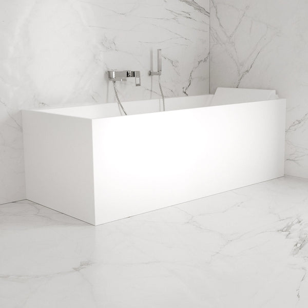 Baignoire semi-îlot murale d’angle Quantum 170 cm blanche Spalina version droite – vue produit