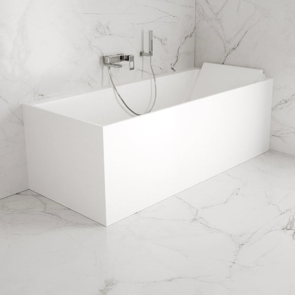 Baignoire semi-îlot murale d’angle Quantum 170 cm blanche Spalina version droite – vue produit