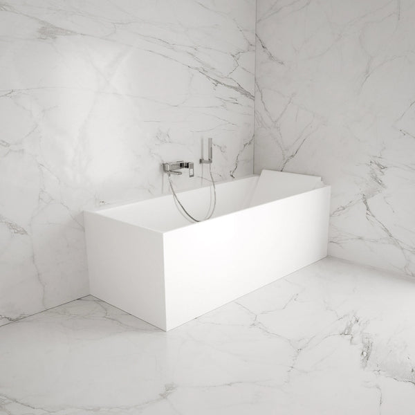 Baignoire semi-îlot murale d’angle Quantum 170 cm blanche Spalina version droite – vue produit