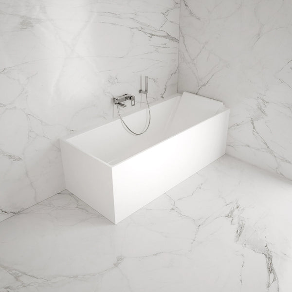 Baignoire semi-îlot murale d’angle Quantum 170 cm blanche Spalina version droite – vue produit