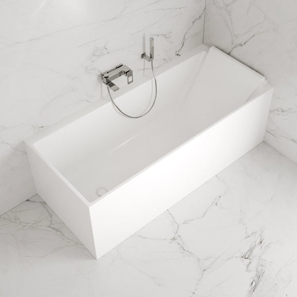 Baignoire semi-îlot murale d’angle Quantum 170 cm blanche Spalina version droite – vue produit