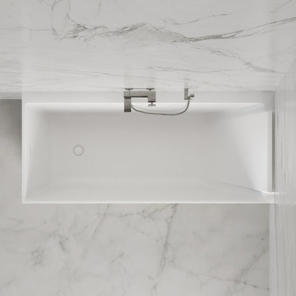 Baignoire semi-îlot murale d’angle Quantum 170 cm blanche Spalina version droite – vue produit