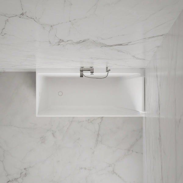 Baignoire semi-îlot murale d’angle Quantum 170 cm blanche Spalina version droite – vue produit
