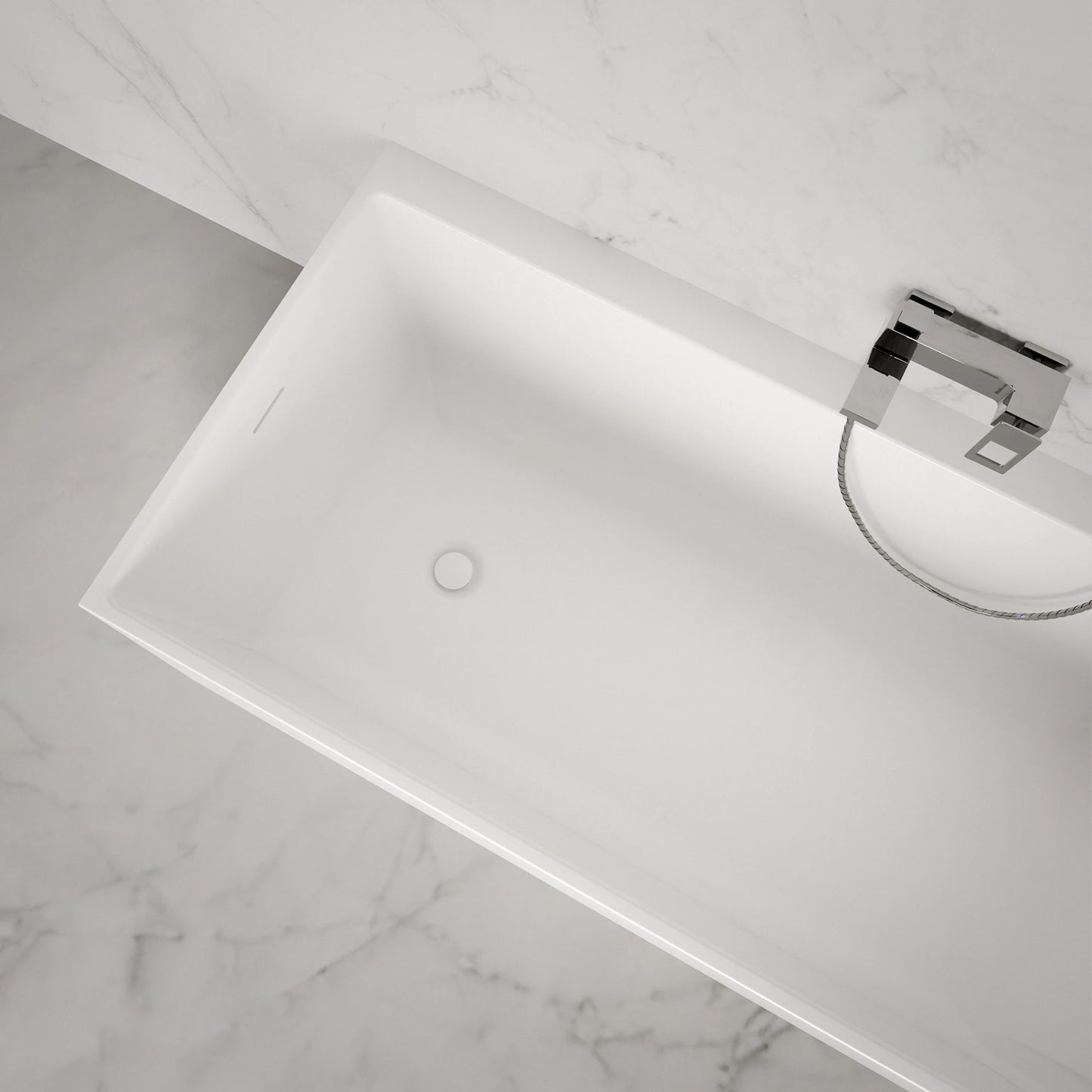 Baignoire semi-îlot murale d’angle Quantum 170 cm blanche Spalina version droite – vue produit