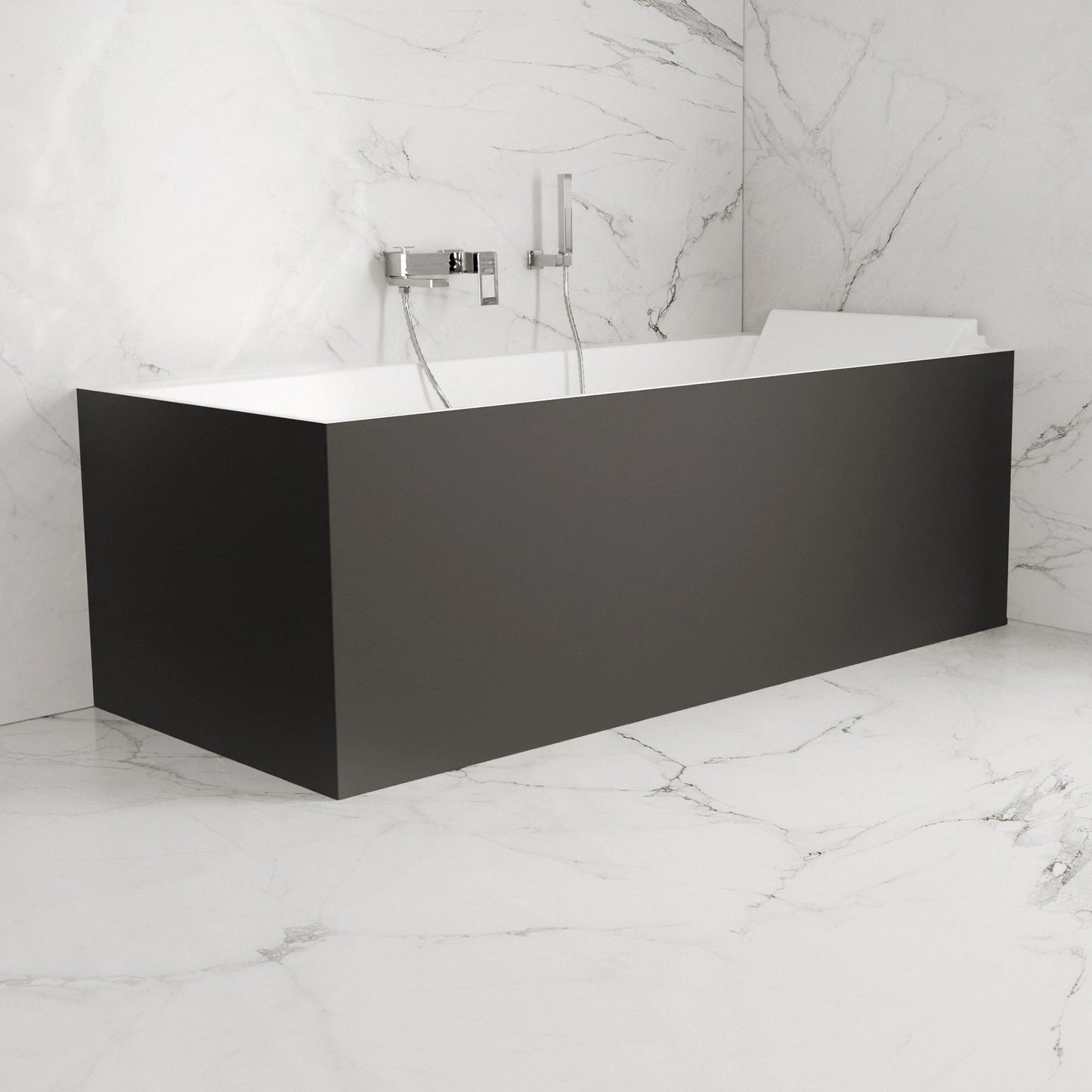 Baignoire semi-îlot murale d’angle Quantum 170 cm noire Spalina version droite – vue produit