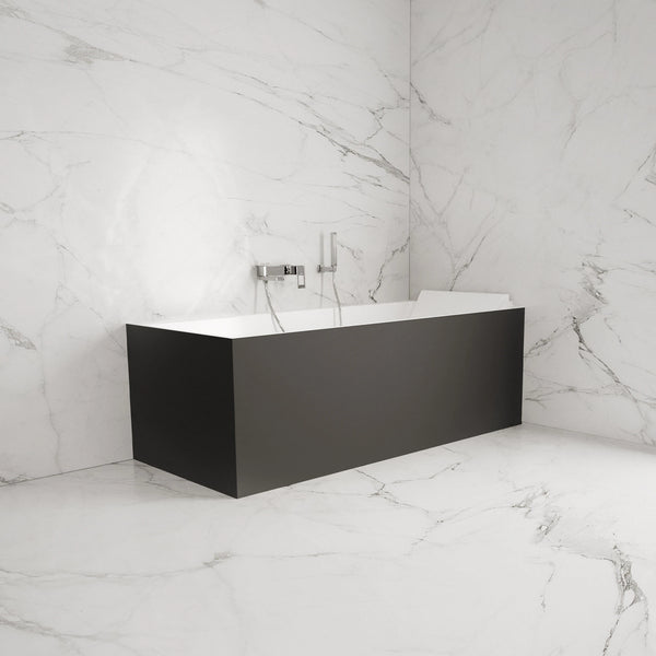 Baignoire semi-îlot murale d’angle Quantum 170 cm noire Spalina version droite – vue produit