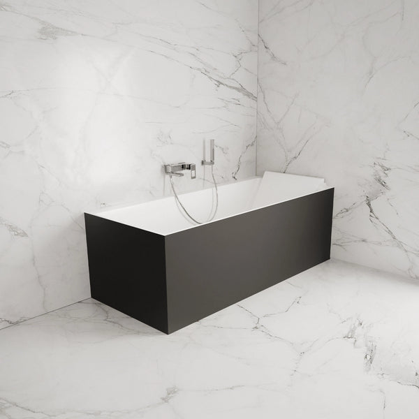 Baignoire semi-îlot murale d’angle Quantum 170 cm noire Spalina version droite – vue produit