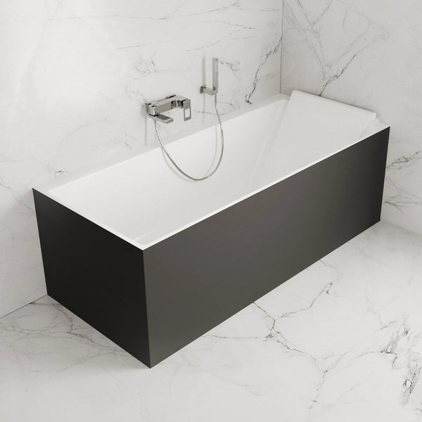 Baignoire semi-îlot murale d’angle Quantum 170 cm noire Spalina version droite – vue produit