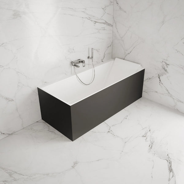 Baignoire semi-îlot murale d’angle Quantum 170 cm noire Spalina version droite – vue produit