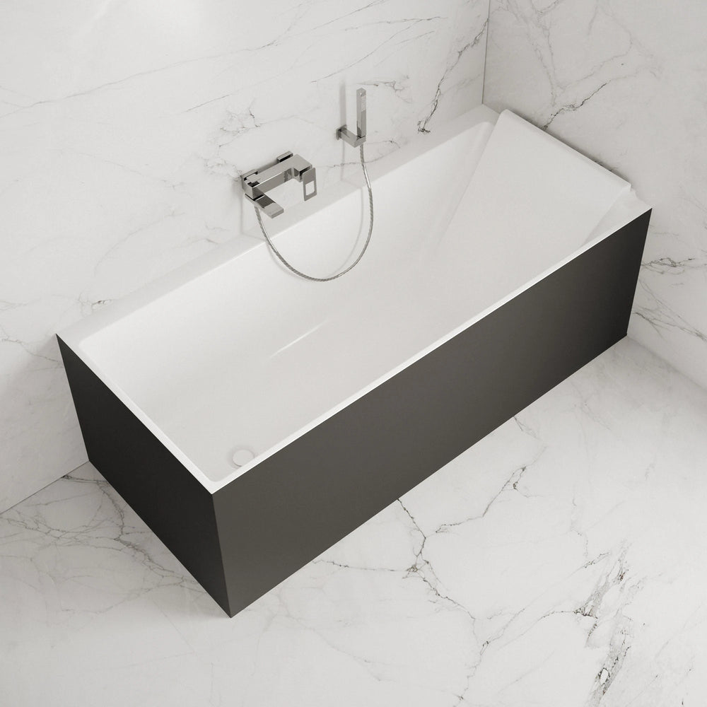 Baignoire semi-îlot murale d’angle Quantum 170 cm noire Spalina version droite – vue produit