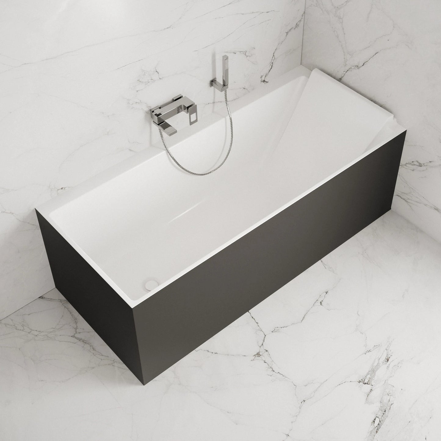 Baignoire semi-îlot murale d’angle Quantum 170 cm noire Spalina version droite – vue produit