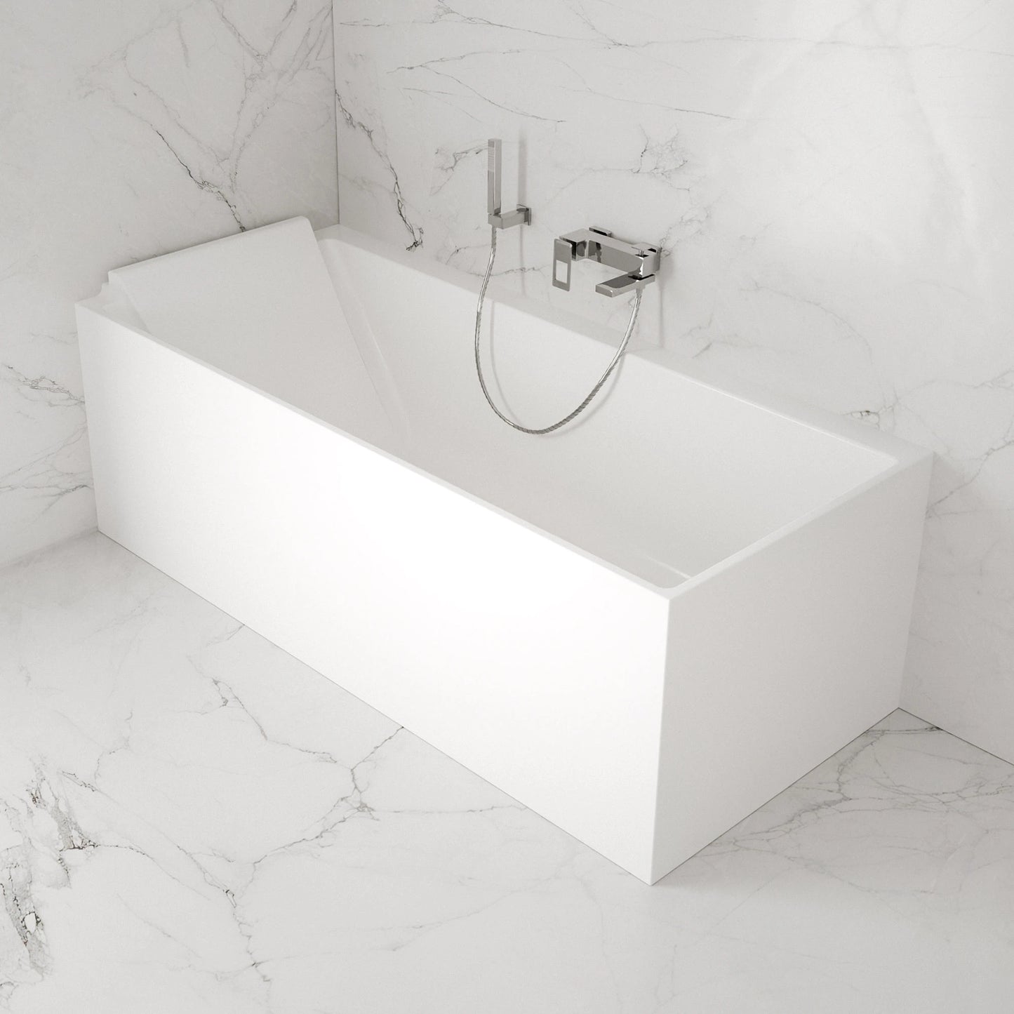 Baignoire semi-îlot murale d’angle Quantum 170 cm blanche Spalina version gauche – vue produit