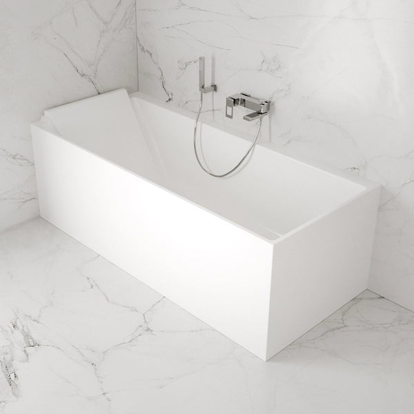 Baignoire semi-îlot murale d’angle Quantum 170 cm blanche Spalina version gauche – vue produit