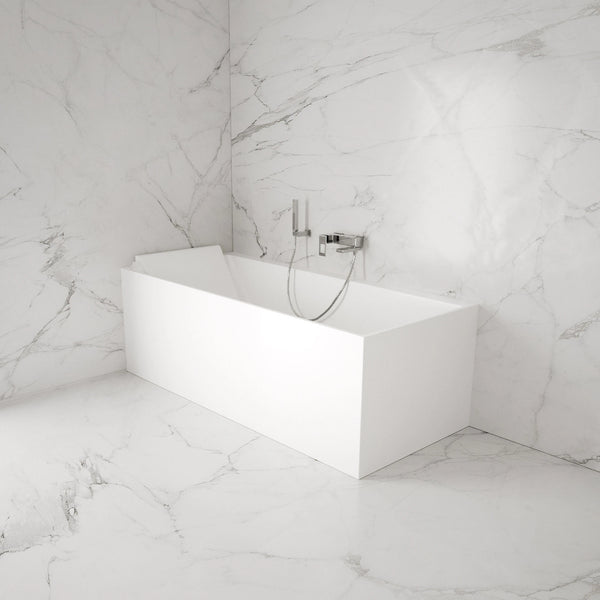 Baignoire semi-îlot murale d’angle Quantum 170 cm blanche Spalina version gauche – vue produit