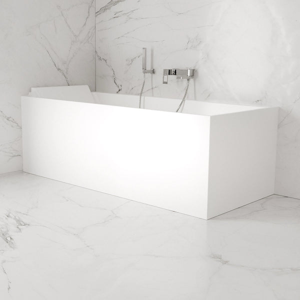 Baignoire semi-îlot murale d’angle Quantum 170 cm blanche Spalina version gauche – vue produit