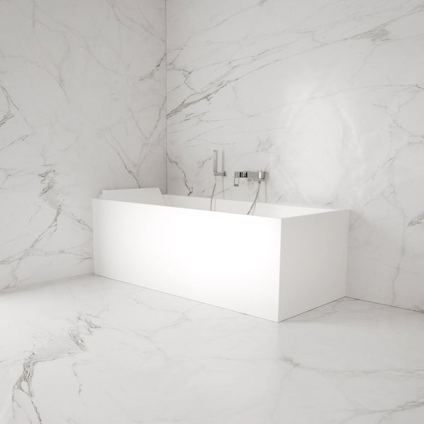 Baignoire semi-îlot murale d’angle Quantum 170 cm blanche Spalina version gauche – vue produit
