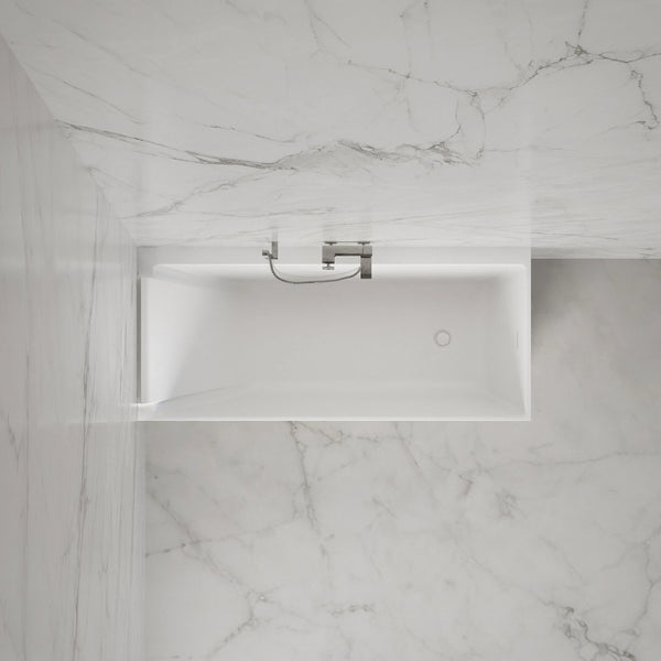 Baignoire semi-îlot murale d’angle Quantum 170 cm blanche Spalina version gauche – vue produit