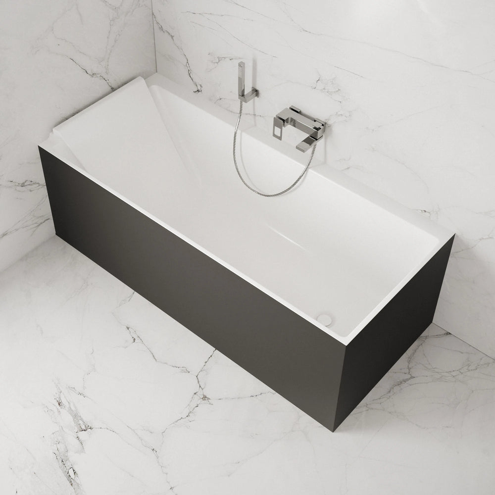 Baignoire semi-îlot murale d’angle Quantum 170 cm noire Spalina version gauche – vue produit